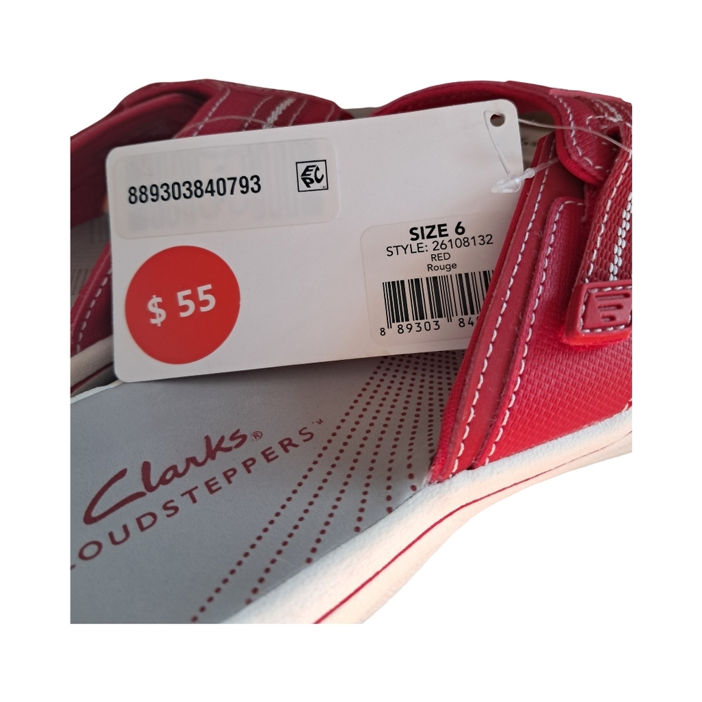 Clarks Women's Cloudsteppers Cushionsoft New With Tiny Defect Size 6 Red/ Grey - Picture 8 of 9